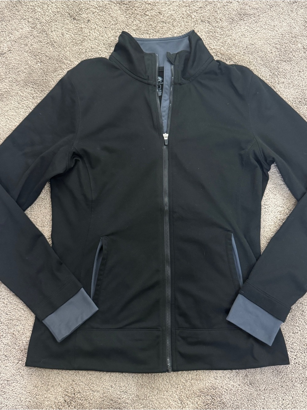 Athletic Works Black Full-Zip Jacket with Gray Trim
